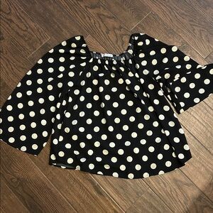Black and beige Polka Dot Top by CY Fashion